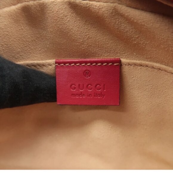 100% Authentic GUCCI GG Marmont Red Leather Shoulder Bag - Picture 10 of 12